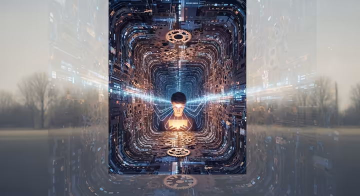 A visual representation of an 'attention tunnel,' showing a bright, clear path forward while the periphery is blurred and indistinct.